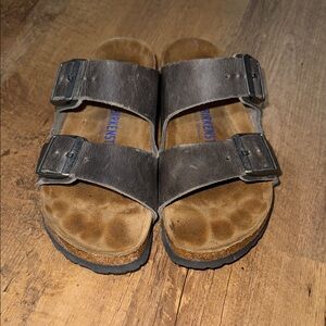 BIRKENSTOCK Iron color Arizona Soft Footbed Slide Sandals